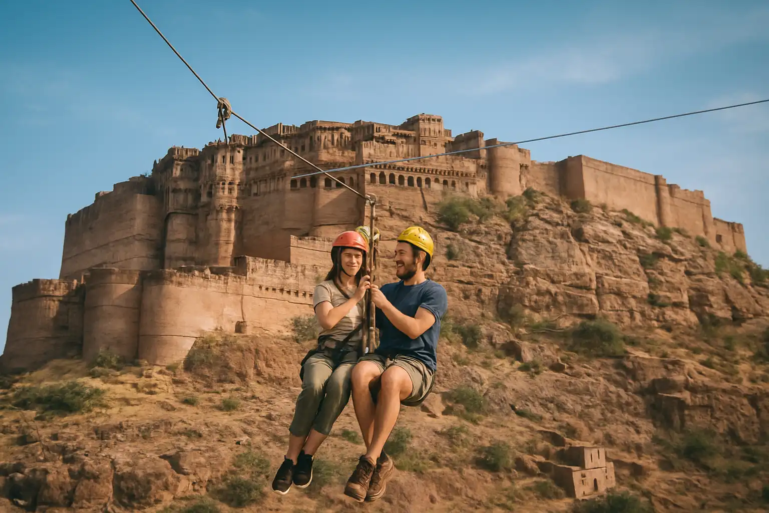 1. Zip-lining at Mehrangarh Fort - YahTrip Travel Guide
